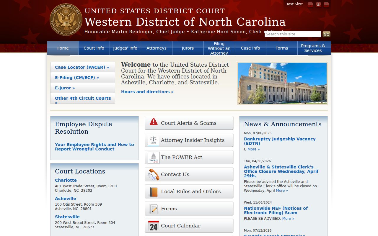 Dillsboro criminal records and Western District federal court boundary