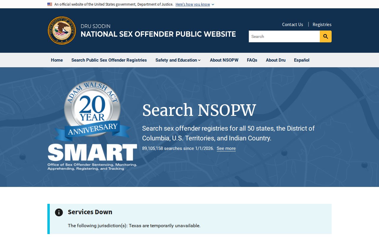 Jackson County sex offender search through the national NSOPW layer