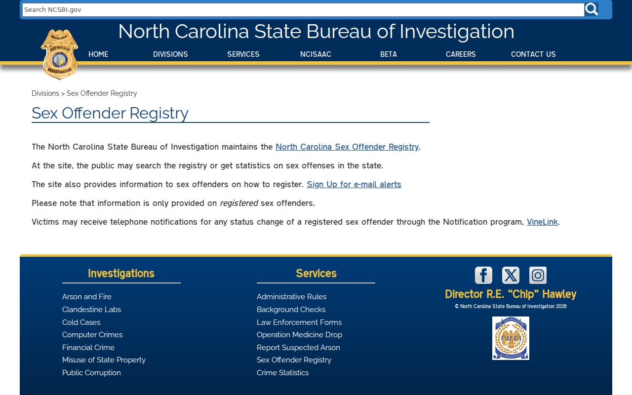 Jackson County sex offender registry program at the SBI